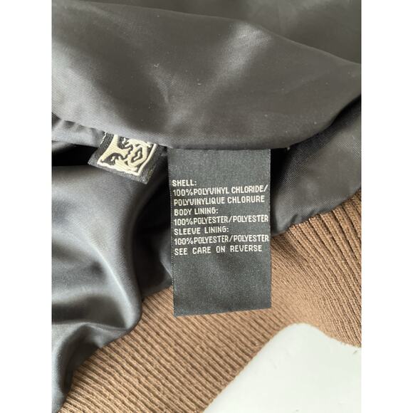 Obey Propaganda Faux Leather Bomber Jacket Men L Brown Collared Full Zipper - Picture 8 of 11